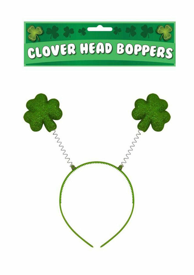 Green Irish Clover Head Bopper on Headband St Patrick’s Day Fancy Dress
