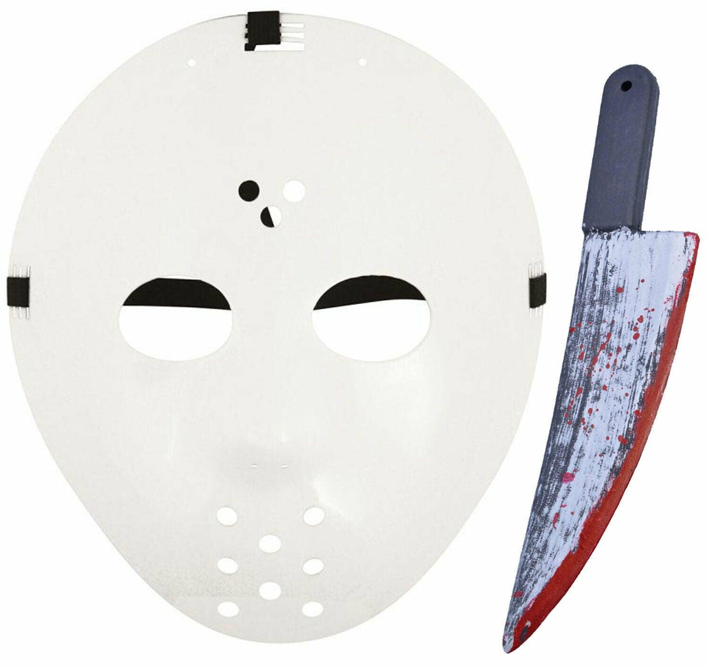 Halloween Horror Hockey Face Mask Blood Splattered Knife Halloween Party Set - Labreeze
