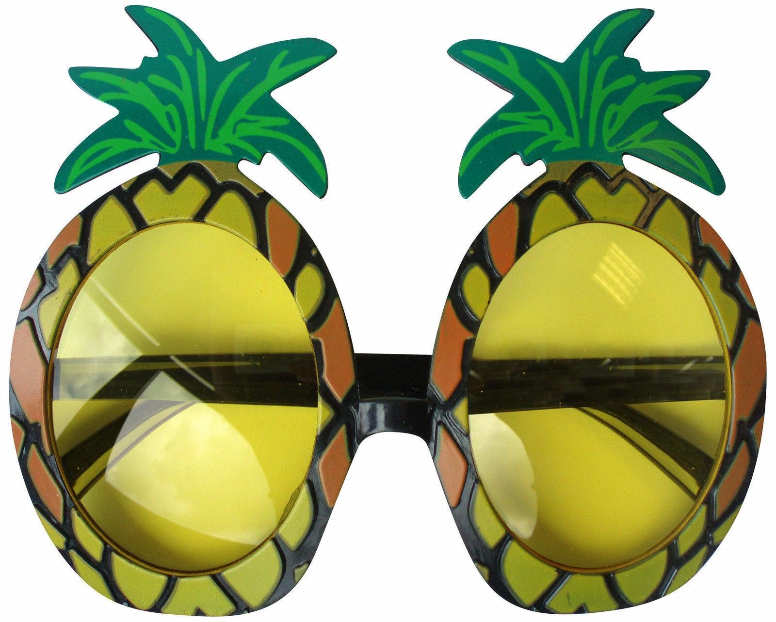 Hawaiian Adult Pineapple Glasses Beach Hula Party Sun Glasses Fancy Dress - Labreeze