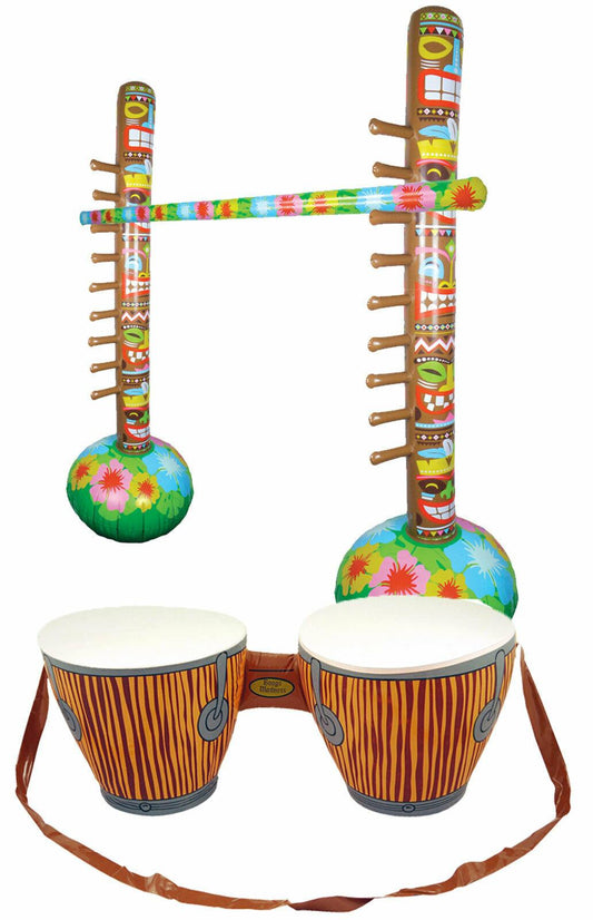 Hawaiian Inflatable Bongo Drums & Limbo Tropical Bar Game Beach Party Supply - Labreeze