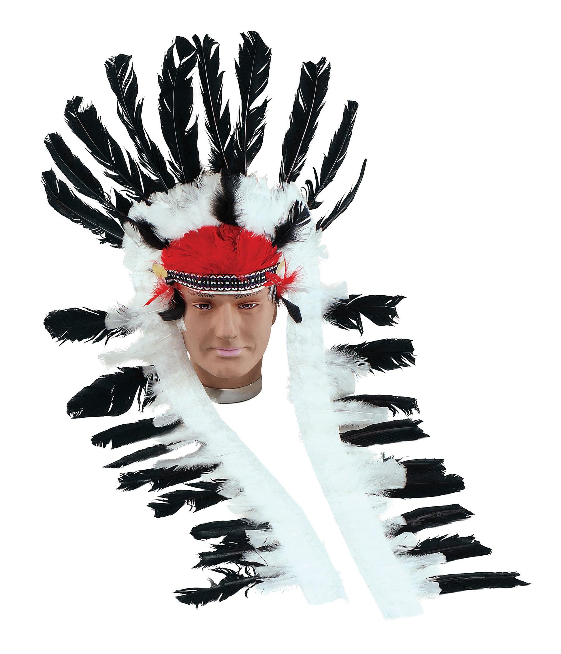 Indian Headdress Long (Black/White) - Labreeze