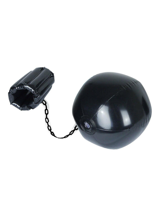 Inflatable Black Ball & Chain Leg Cuff Prisoner Convict Hen Stag Do Prop Decorat - Labreeze