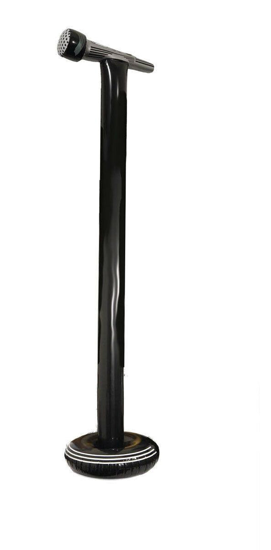 Inflatable Black Microphone with Stand Blow-Up Novelty Stage Singer Prop Toy - Labreeze