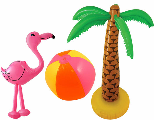 Inflatable Palm Tree Flamingo Beach Ball Luau Hawaiian Tropical Party Decoration - Labreeze