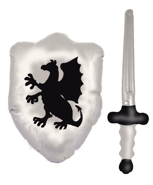 Inflatable Sword & Shield Blow Up Medieval Knight Fancy Dress Party Prop - Labreeze