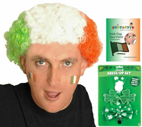 Irish Curly Wig, Shamrock Glasses Braces Bowtie Make Up St Patrick’s Fancy Dress - Labreeze