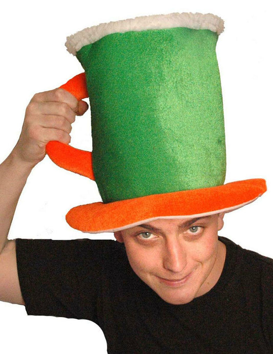 Irish Day Adults Unisex Green Tankard Hat Beer Mug St Patrick’s Fancy Dress - Labreeze