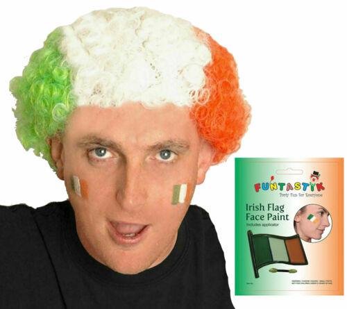 Irish Flag Style Afro Hair Wig with Flag Make Up St Patrick’s Day Fancy Dress - Labreeze