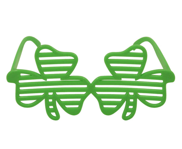 Irish Green Plastic Shutter Shamrock Glasses Patricks Day Novelty Party Glasses