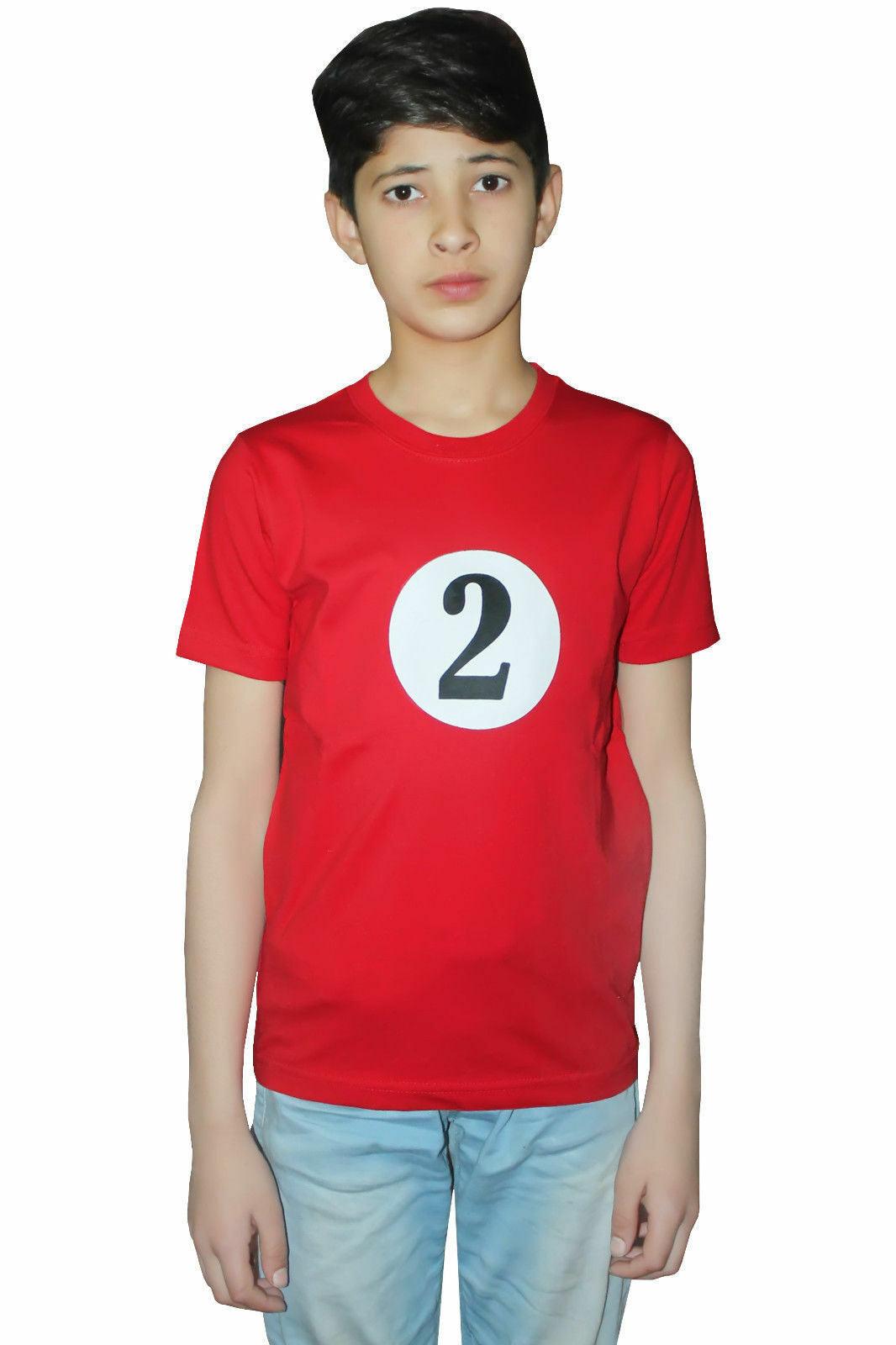 Kids 2 Red Printed T-Shirt Short Sleeves Book Week Costume Fancy Dress Shirt - Labreeze