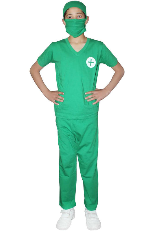 Kids Boys Green Doctor Surgeon Costume Book week Unisex Fancy Dress Outfit - Labreeze