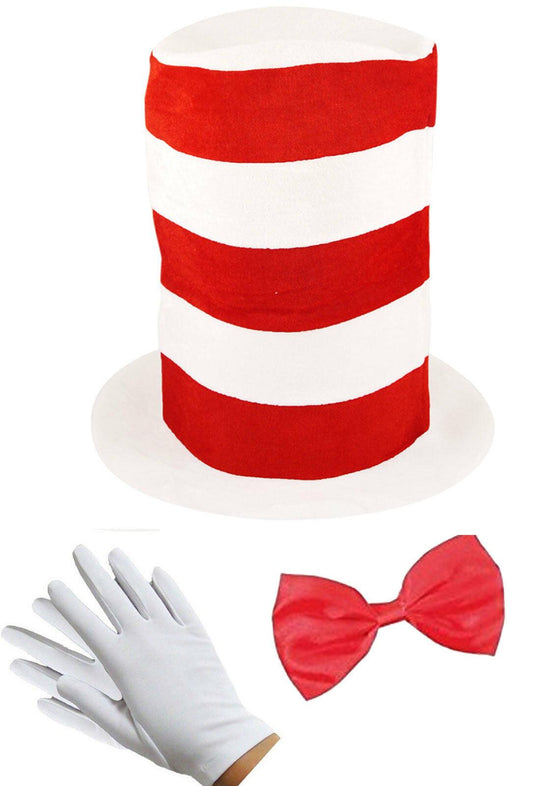 Kids Cat in the Hat Kit Red White World Book Day Week Crazy Cat Full 5 pc set - Labreeze