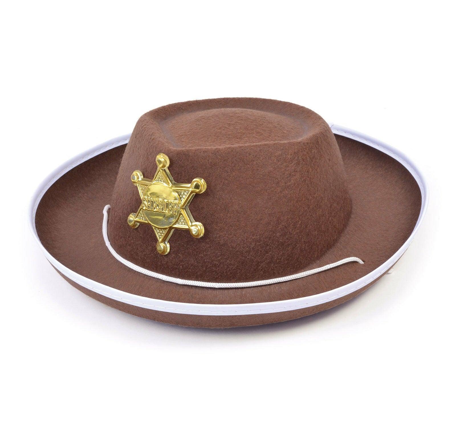 Kids Children Cowboy Felt Hat Wild West Sheriff Hat Fancy Dress Accessory - Labreeze