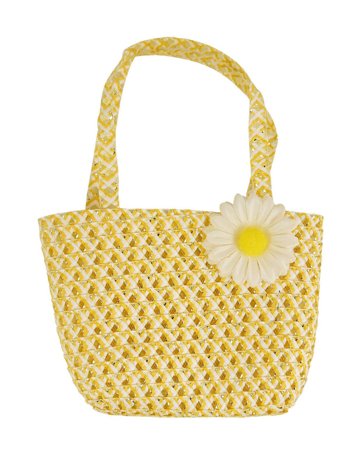 Kids Easter Yellow Bag with Flower Girls Easter Fancy Dress Party Accessory Bag - Labreeze