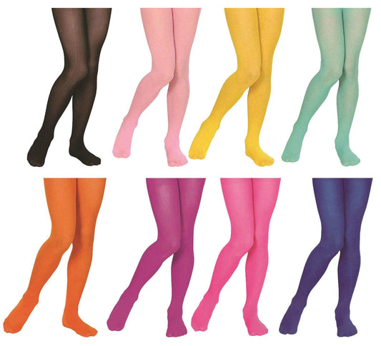 Kids Girls Opaque Neon Colour Plain Tights Stretchy Dance Wear Pantyhose - Labreeze
