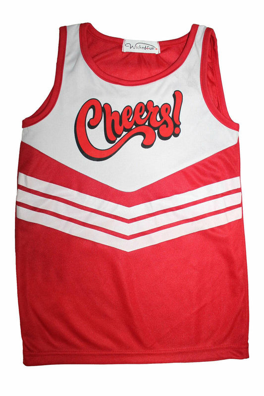 Kids Girls Red White Printed Cheers Vest Top Sleeveless Festival T Shirt - Labreeze