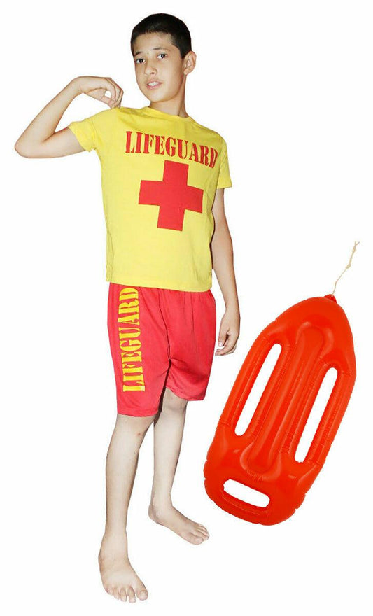 Kids Life Guard T-shirt Short Inflatable Life Savor Float Beach Party Rescue Set - Labreeze