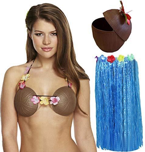 labreeze Ladies 80 Cm Hula Grass Skirt Coconut Bra Cup Hawaiian Beach Summer Party Set - Labreeze