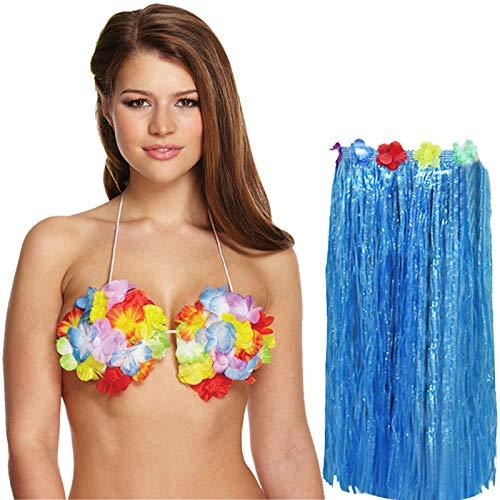 labreeze Ladies 80 Cm Hula Skirt Flower Bra Hawaiian Summer Beach Party Fancy Dress Set - Labreeze