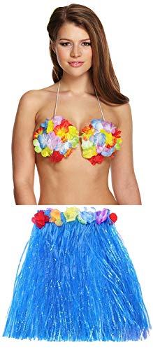 labreeze Ladies Girls 40 Cm Hula Grass Skirt Flower Bra Hawaiian Summer Beach Party Set - Labreeze