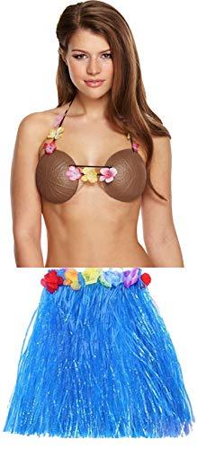 labreeze Ladies Girls 40 Cm Hula Grass Skirt Plastic Coconut Bra Hawaiian Beach Costume - Labreeze
