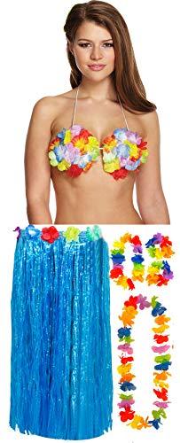 labreeze Ladies Girls 80 Cm Hula Grass Skirt Lei Set Flower Bra Hawaiian Summer Party Dress - Labreeze