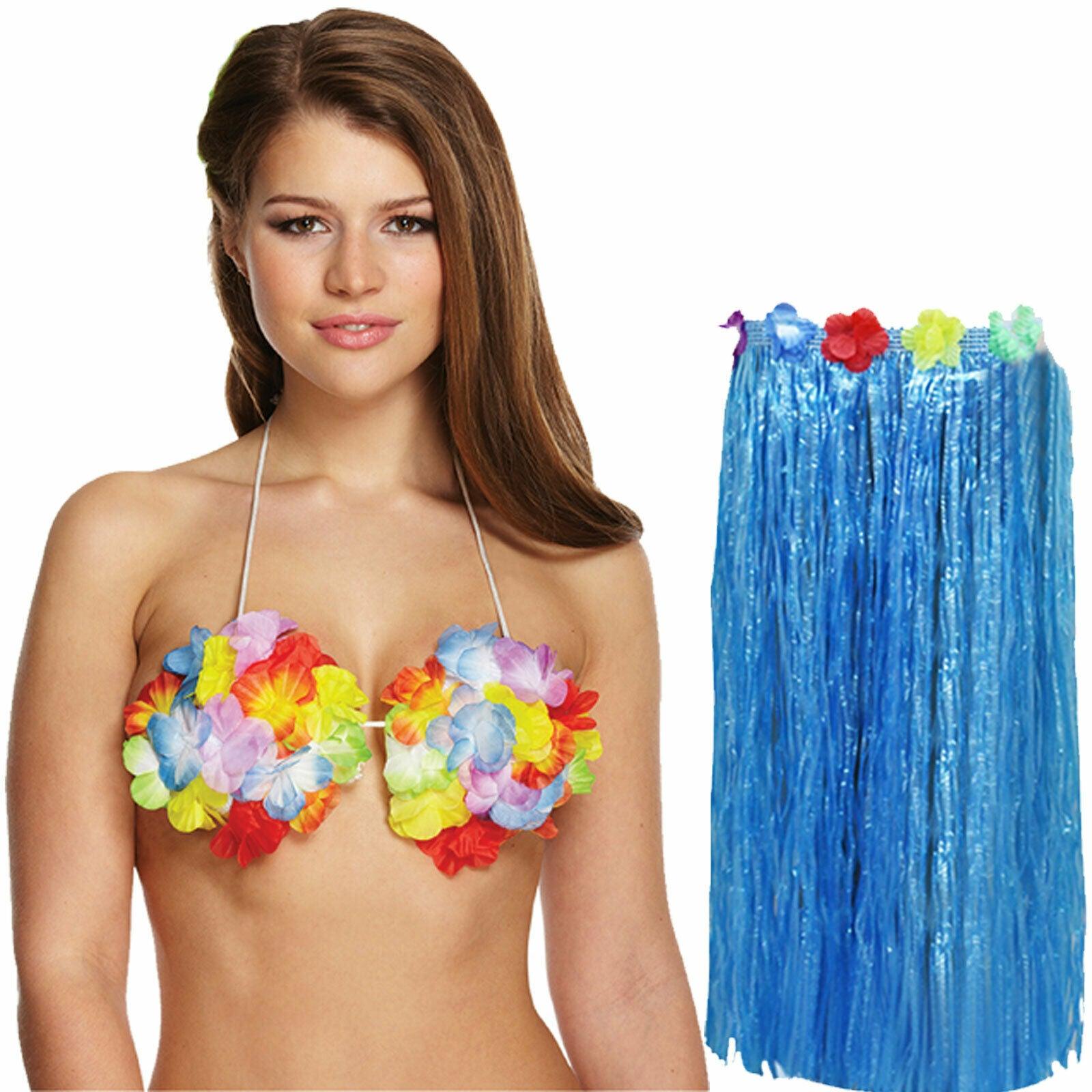 Ladies 80 Cm Hula Skirt Flower Bra Hawaiian Summer Beach Party Fancy D –  Labreeze Ltd