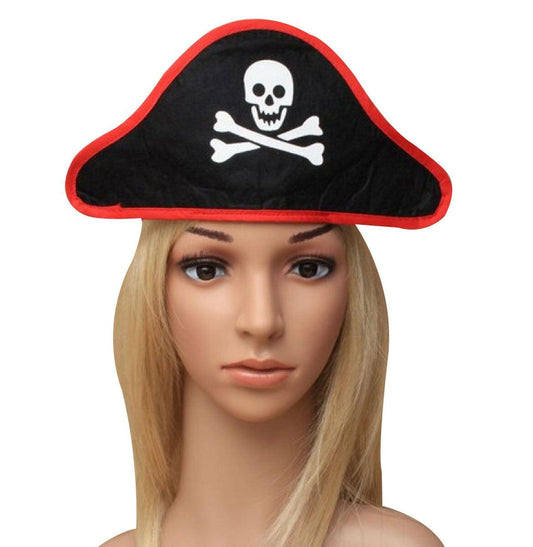 Ladies Black Pirate Skull Crossbones Hat on Stretch Headband Caribbean Hat - Labreeze
