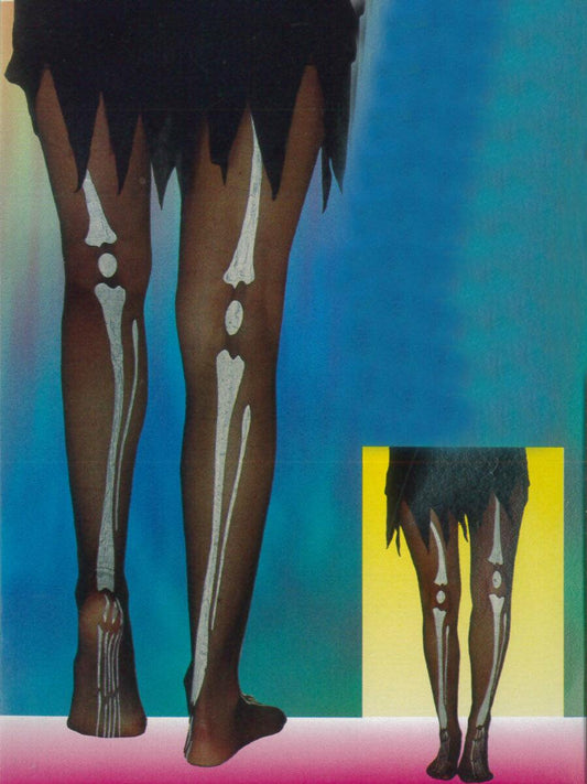 Ladies Black Skeleton Printed Tights Halloween Skull Bone Fancy Dress Pants - Labreeze