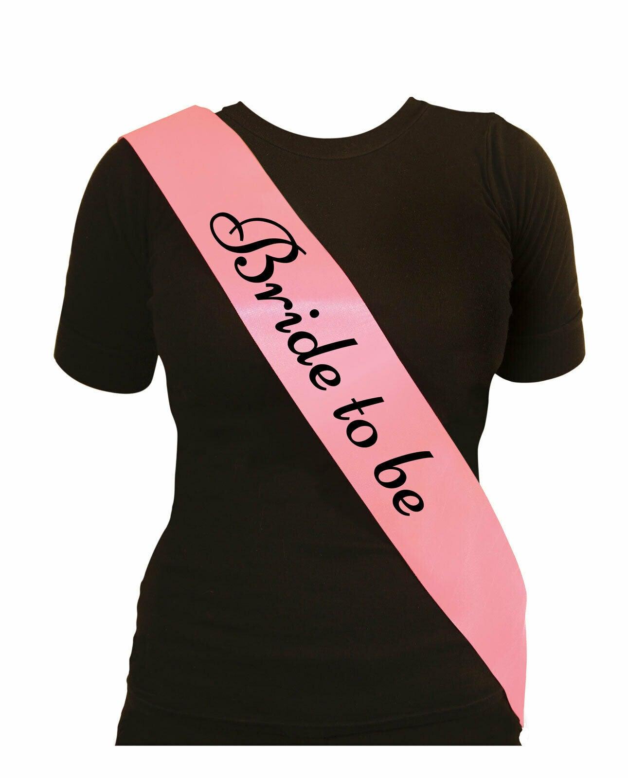 Ladies Bride To Be Sash Pink with Black Text Hen Night Party Fancy Dress - Labreeze
