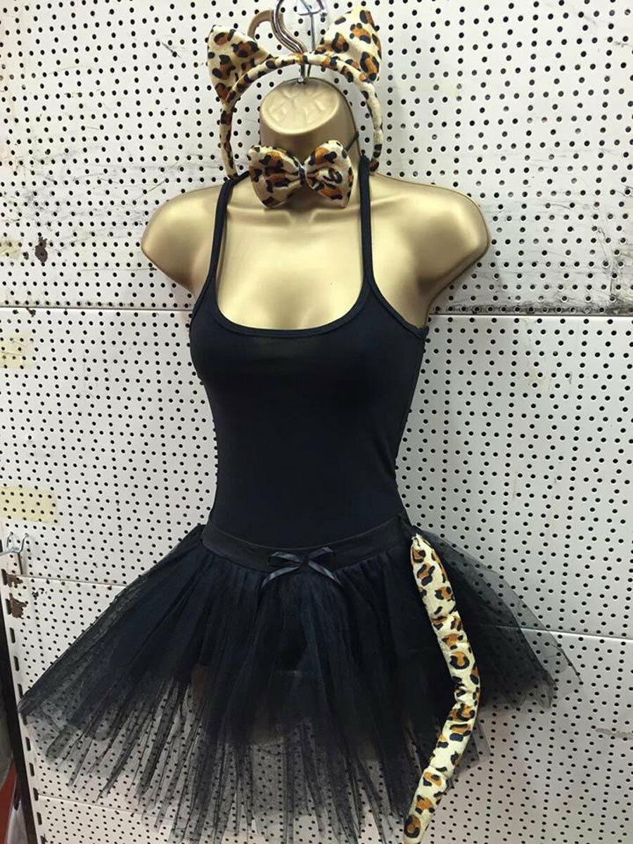 Ladies Cat Women Fancy Dress Petticoat Tutu Skirt Vest Headband Bow Tie Tail Set - Labreeze