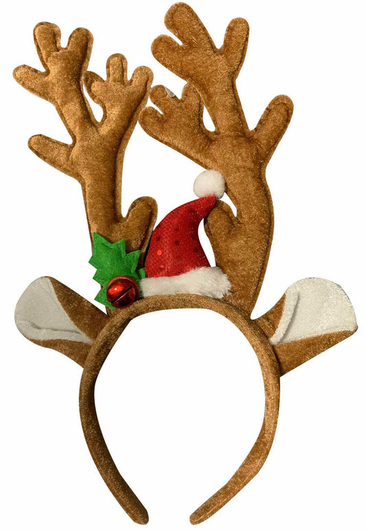 Ladies Christmas Deluxe Velvet Reindeer Antlers Girls Xmas Head bopper Headband - Labreeze