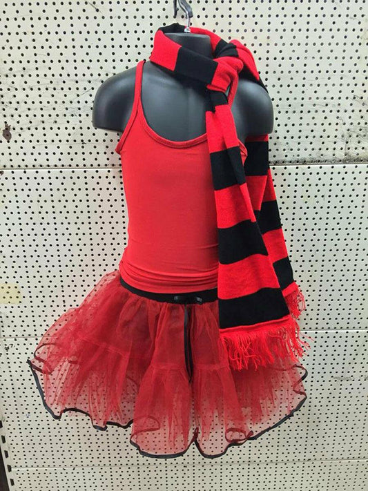 Ladies Denace Menace Tutu Skirt Vest Scarf Devil Skirt Set Red Black Hen Night - Labreeze