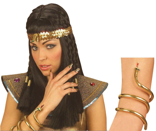 Ladies Egyptian Sequined Snake Headband Snake Armband Cleopatra Fancy Dress - Labreeze