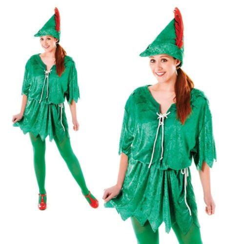 Ladies Elf Costume Santas Helper Christmas Robin Hood Xmas Fancy Dress Adults - Labreeze