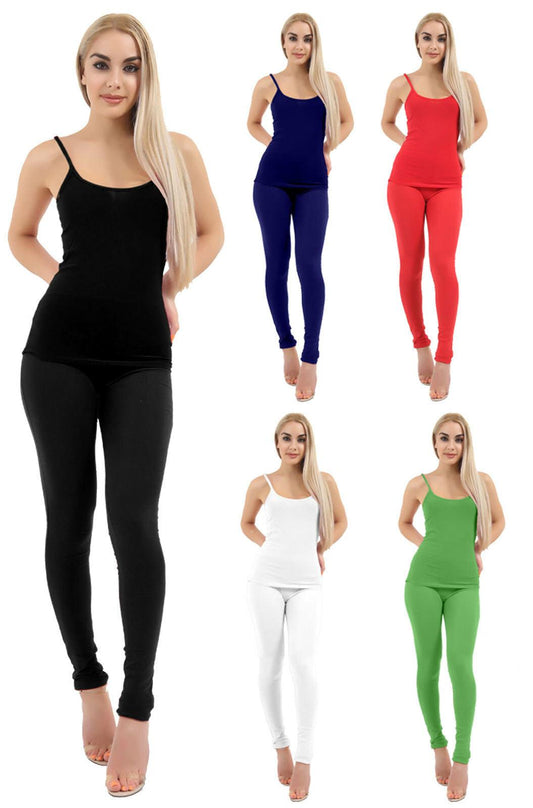 Ladies Full Length Cotton Legging Womens Dance Party Stretchy Cotton Trouser - Labreeze