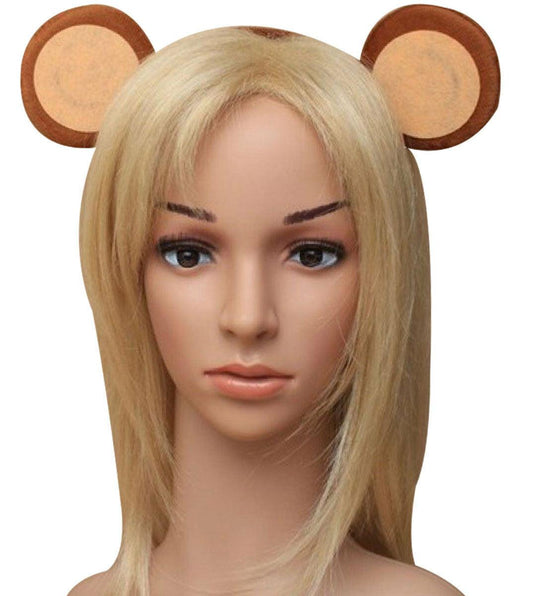Ladies Girls Brown Monkey Ears Aliceband Hen Stag Do Party Fancy Dress - Labreeze