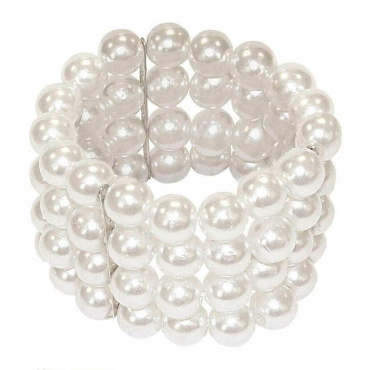 Ladies Girls Deluxe Beaded Grouped Pearl Bracelet Flapper Fancy Dress - Labreeze