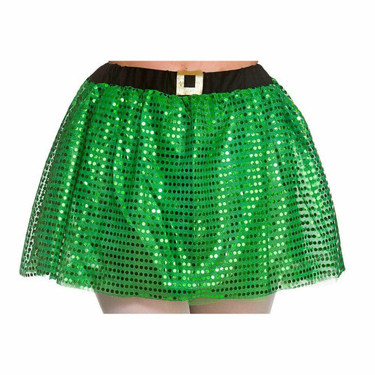 Ladies Girls Elf Leprechaun Tutu Green Sequin Skirt St Patrick’s Day Fancy Dress - Labreeze