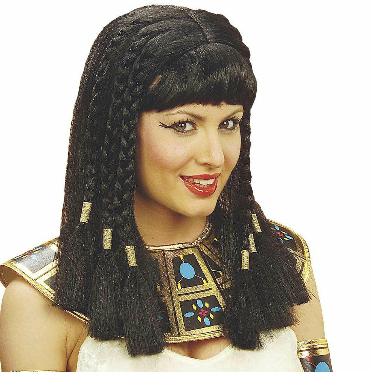 Ladies Girls Long Black Braided Queen of The Nile Cleopatra Egyptian Party Wig - Labreeze