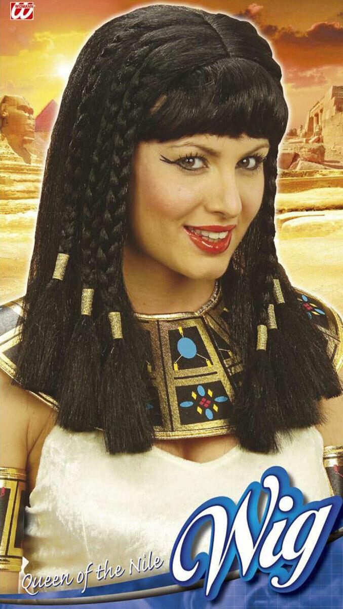 Ladies Girls Long Black Braided Queen of The Nile Cleopatra Egyptian Party Wig - Labreeze