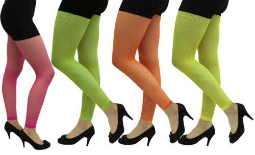 Ladies Girls Neon Colours Fishnet Footless Tights 80's Fancy Dress - Labreeze