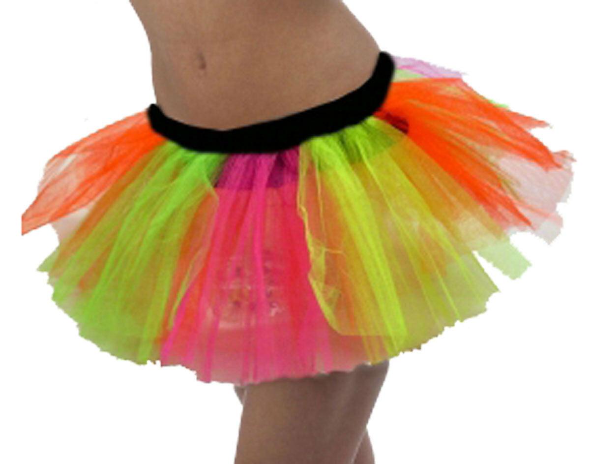 Ladies Girls Neon tutu skirts 1980’s party dancewear hen night fancy dress Plus - Labreeze