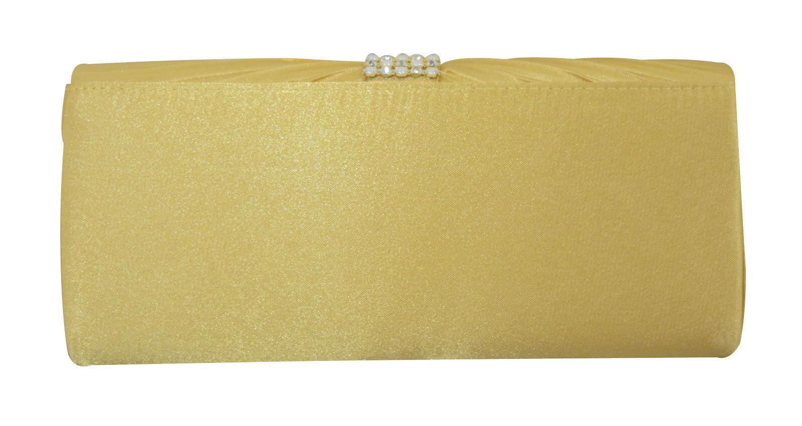 Ladies Girls Satin Pleated Evening Party Wedding Prom Envelope Clutch Hand Bag - Labreeze