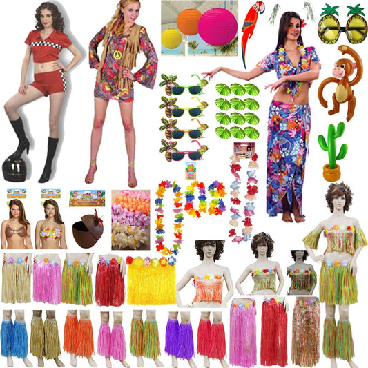 Ladies Hawaiian Inflatable Hula Skirt Bra Beach Party Summer Holiday Outfit - Labreeze