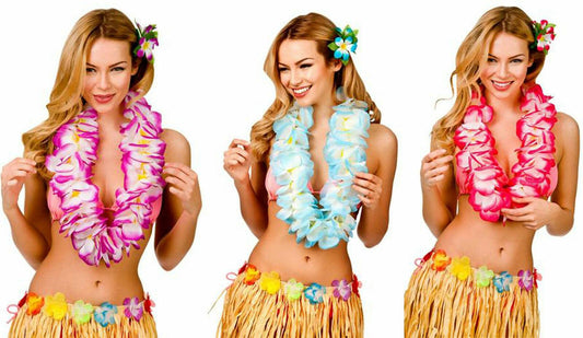 Ladies Large Two Tone Petal Lei Hawaiian Hula Summer Beach Party Garlands - Labreeze