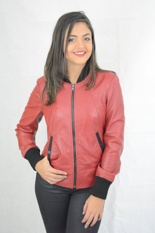Ladies Leather Jacket Sheep Skin A Grade Quality Size M - Labreeze