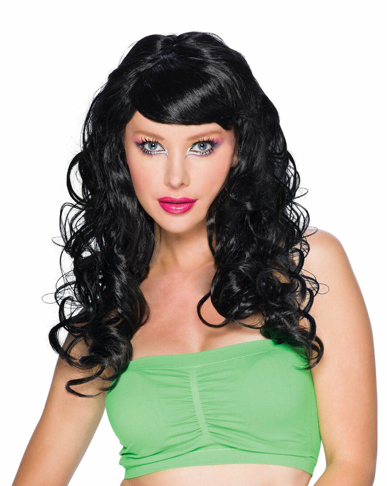 Ladies Long Curly Temptress Glamour Wig Halloween Horror Party Fancy Dress - Labreeze