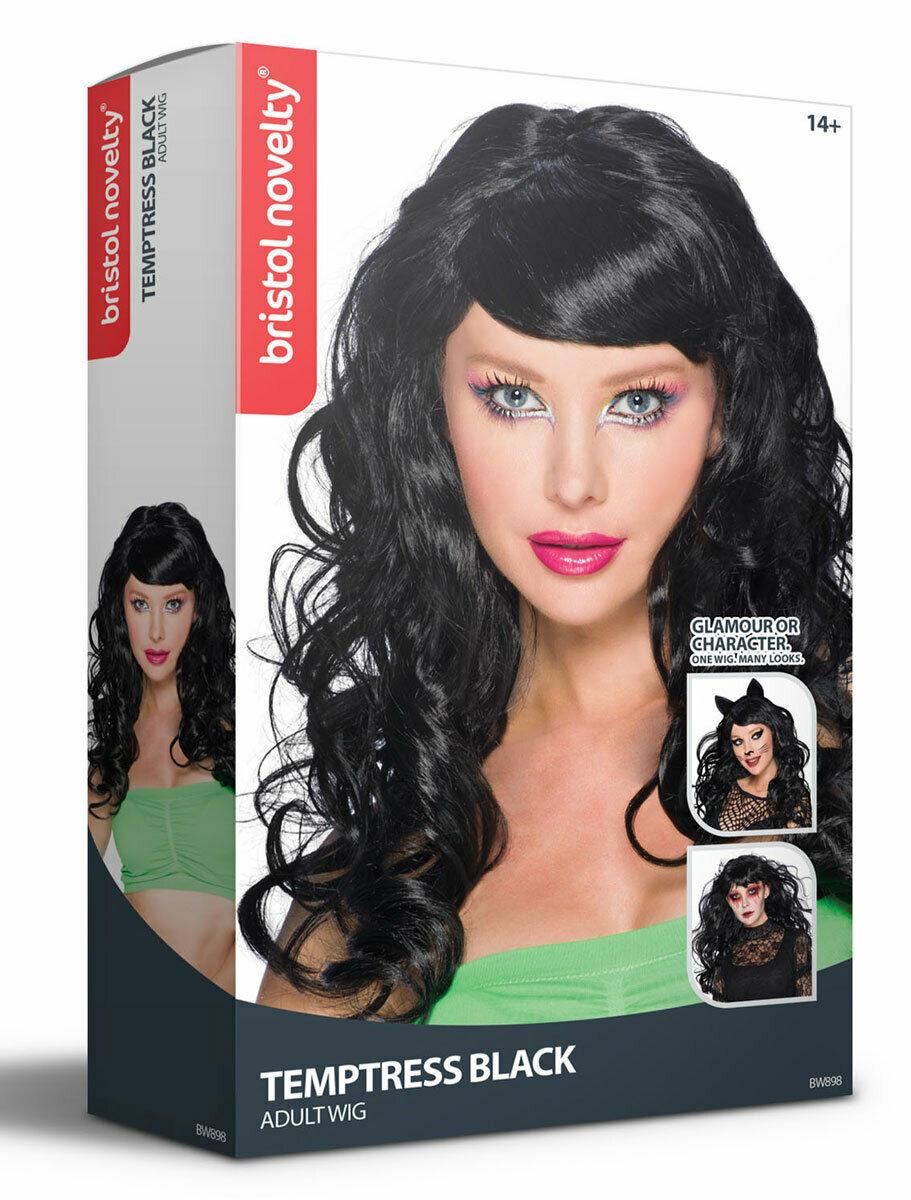Ladies Long Curly Temptress Glamour Wig Halloween Horror Party Fancy Dress - Labreeze