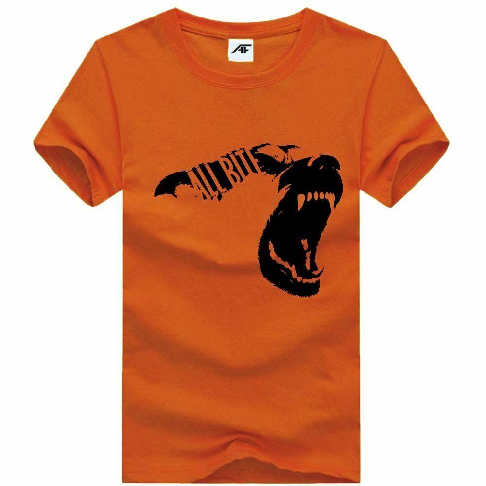 Ladies Men’s Cotton All Bite Dog Attacking Silhouette Printed Graphic T-Shirt Ad - Labreeze